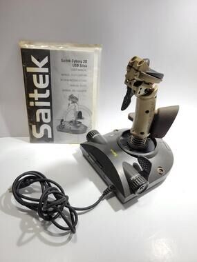 Vintage Saitek Cyborg 3D Gold USB Joystick PC Flight Game Controller Manual
